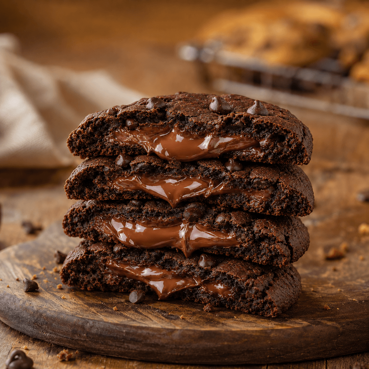 Triple Chocolate Cookie Filled with Nutella